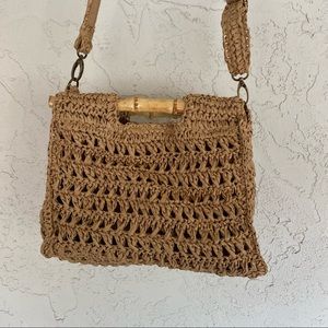 Free people summer straw bamboo purse